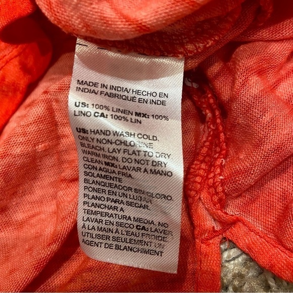 Chicos Size 3 (XL) Linen Tunic Top Long Sleeve Notch Neck Red/Orange - Picture 10 of 12